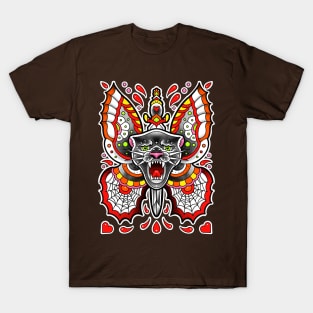 panther butterfly dagger tattoo design T-Shirt